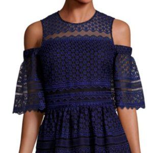 Parker David cold shoulder purple lace blouse xs